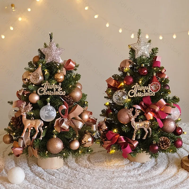 Desktop Elk Christmas Tree Set DIY Mini Christmas Tree Ornament for Window Home Holiday Decoration