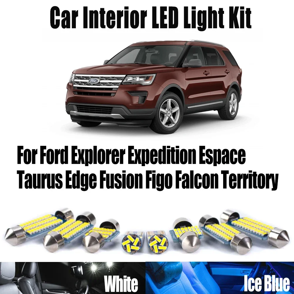 For Ford Explorer Expedition Espace Taurus Edge Fusion Figo Falcon Territory Canbus Car LED Interior Map Dome Ceiling Light Kit