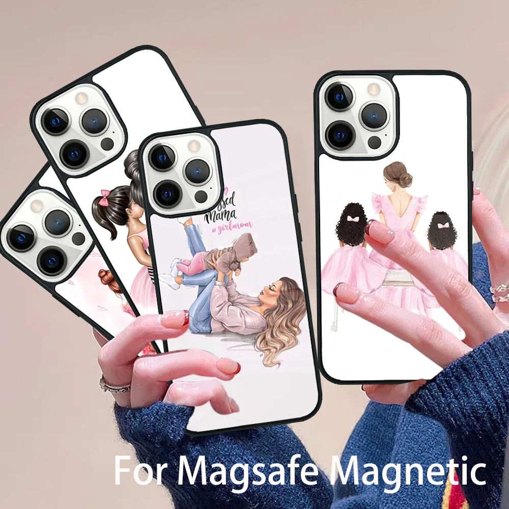 

Familie Mom Girl Women Phone Case Magesafe Magnetic Wireless Charge Cover For IPhone 16 11 12 13 14 15 Pro Max Plus Mini