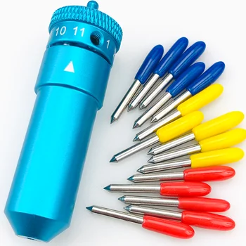 15pcs 30/45/60 Plotter ใบมีดเครื่องตัดไวนิลสําหรับ Graphtec Silhouette Cameo 1 2 3 ภาพ 1 2 แกะสลัก + 1 PC ผู้ถือใบมีด