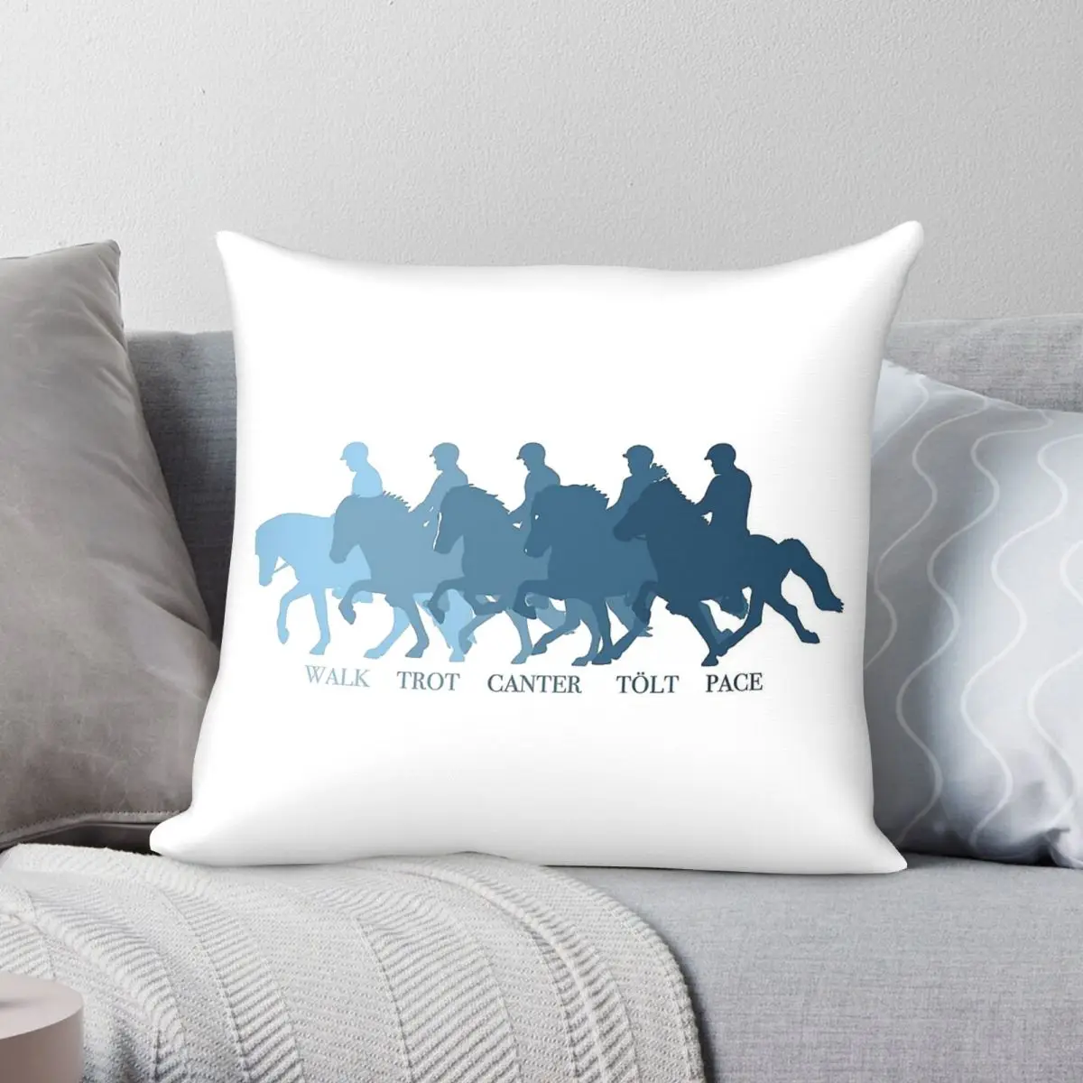 Icelandic Horse Walk Trot Canter Tolt Pace Square Pillowcase Polyester Linen Velvet Pattern Zip Decor Home Cushion Case