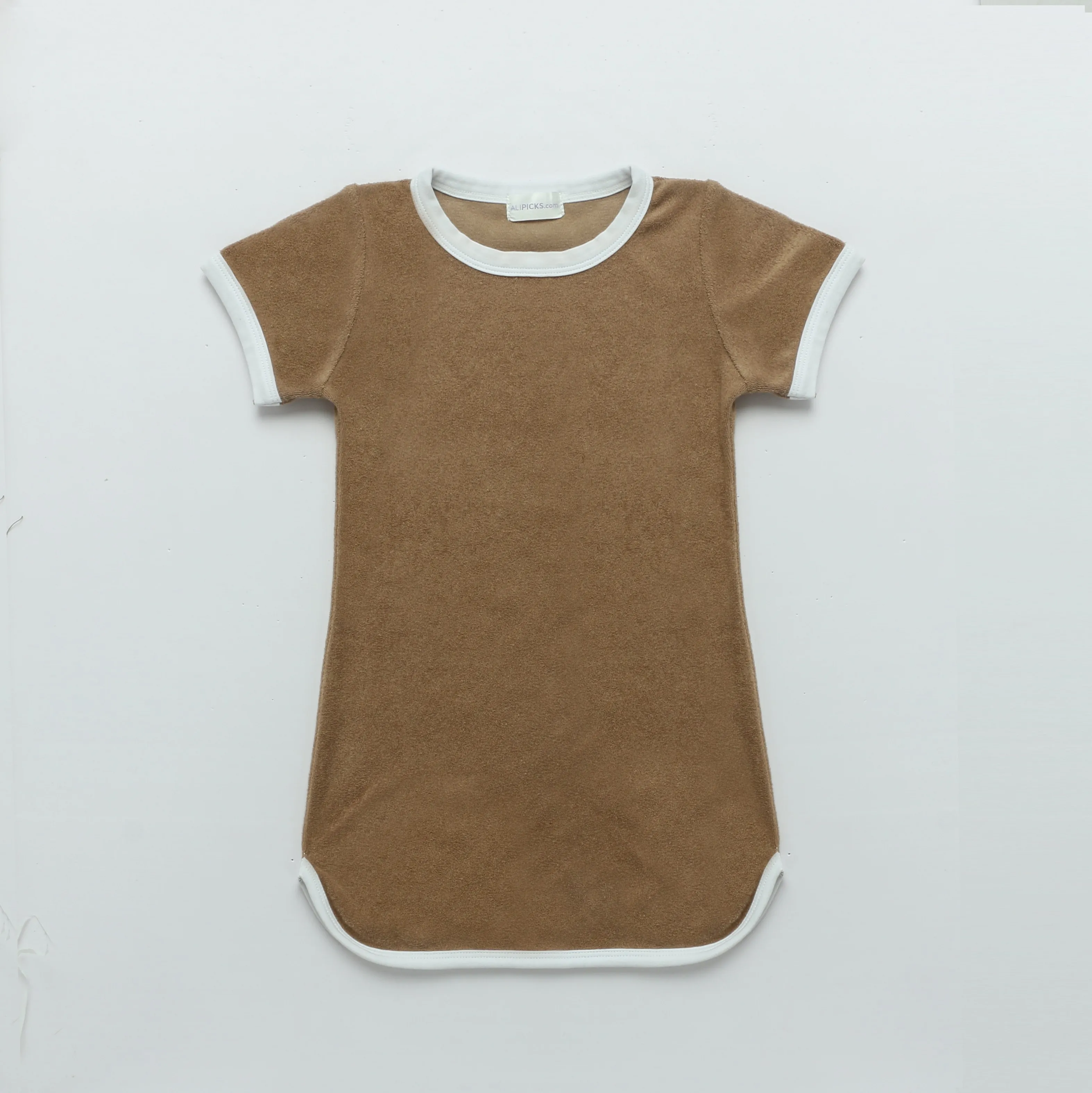 HITOMAGIC 2022 New Girls Terry Set Dress Clothes Boys Toddler Clothing Shorts For Summer Children Kids Dress Brown Hot Sale