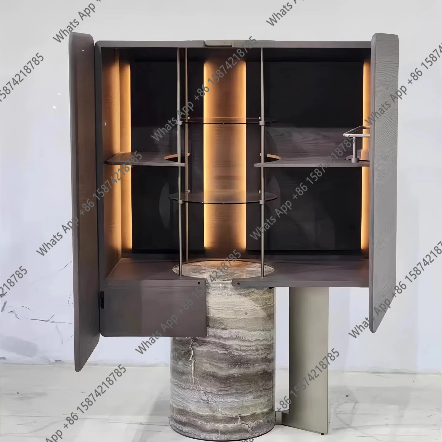 New wabi-sabi wind villa premium dining side cabinet designer travertine wine cabinet