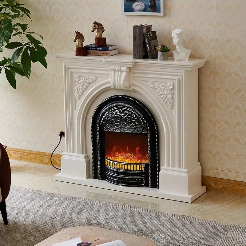 GZ-28  Fireplace Mantel - Solid Wood, Realistic Electric Fireplace for Home, Villa, and Living Room
