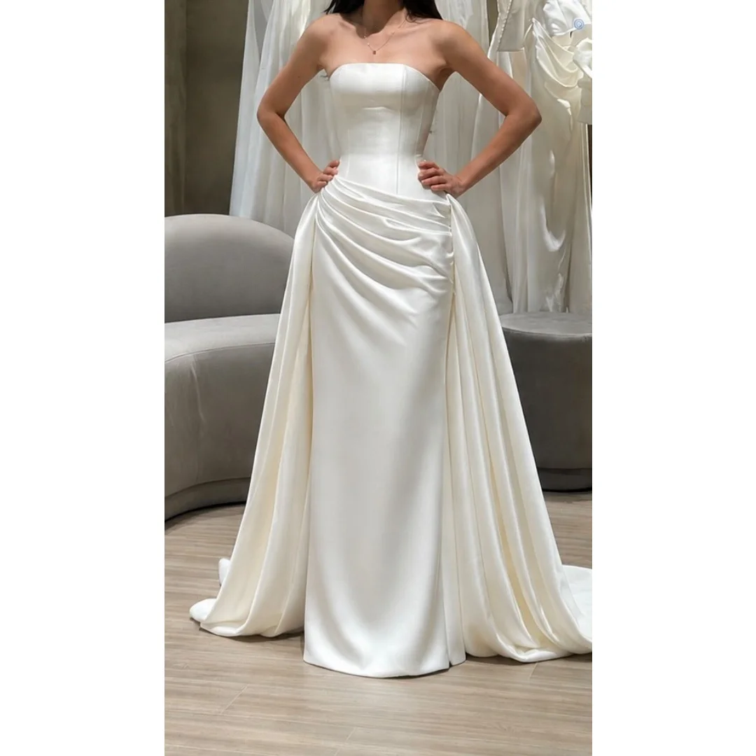 Tokyo Customized Draped Fabric Wedding Dress Draped High Side Split vestidos de noche Court Train Mermaid Evening Dresses 2026