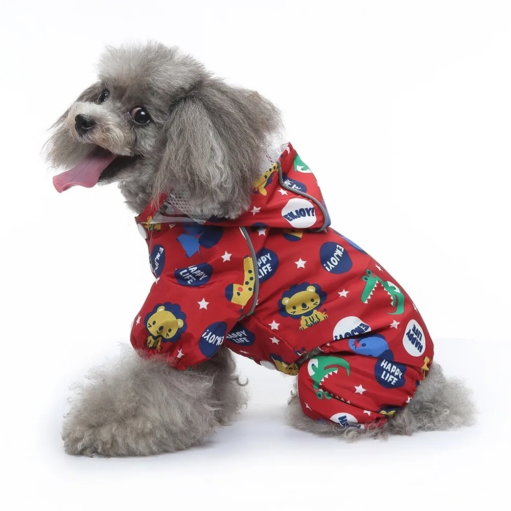 Imperméable intégral pour chien avec trou pour laisse, couvre-pattes intégré, poncho pour chien, surface imperméable à motif animalier, vêtement de pluie pour animaux de compagnie