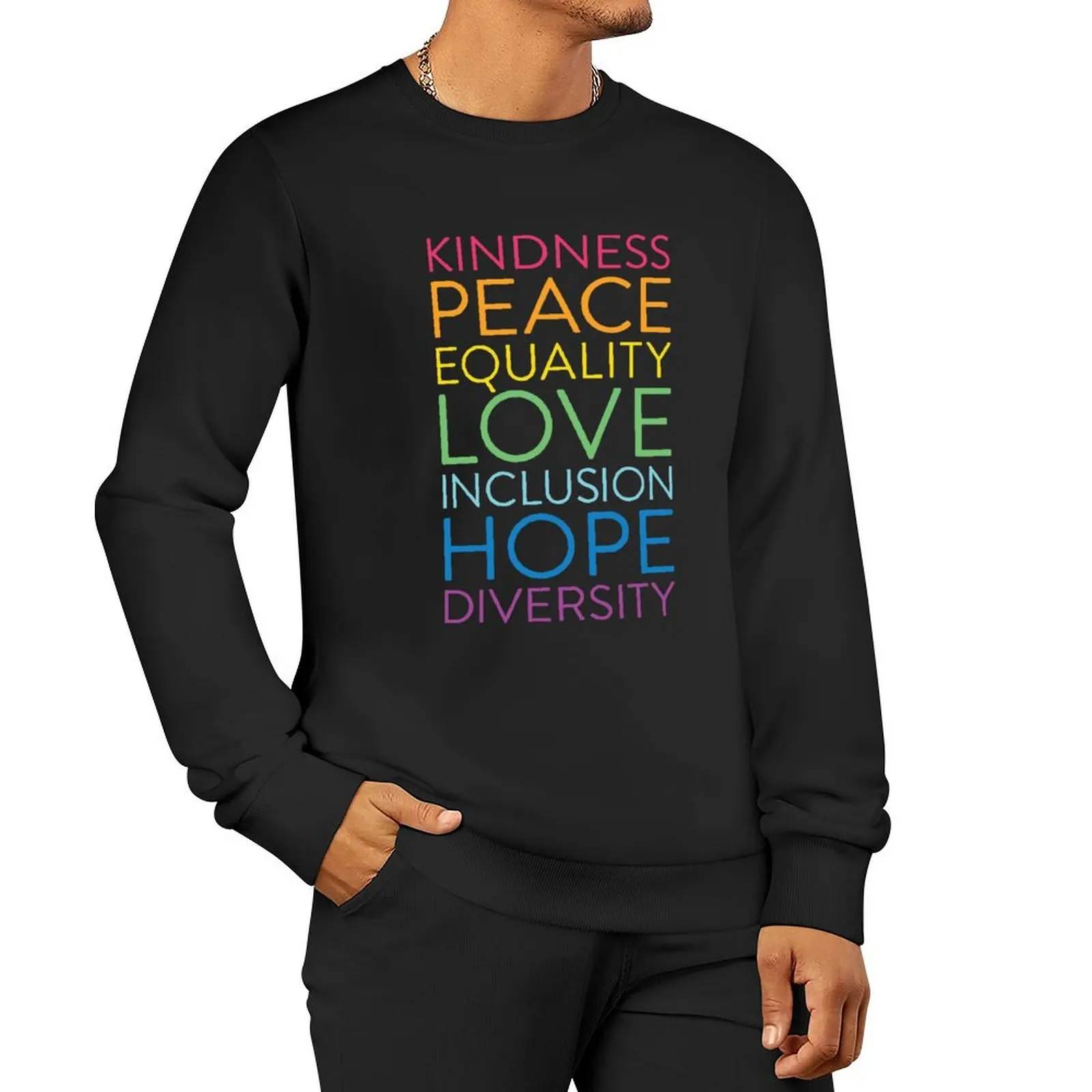 

Пуловер с капюшоном Peace Love Hope Equality Inclusion Diversity Social Justice, модная мужская уличная одежда, мужская новая толстовка