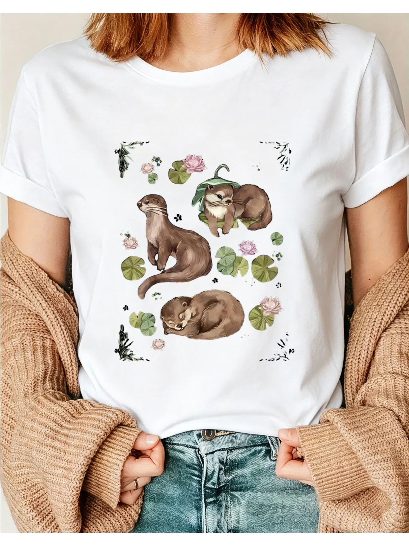 Womens Summer Casual Round Neck T-Shirt Light Weight