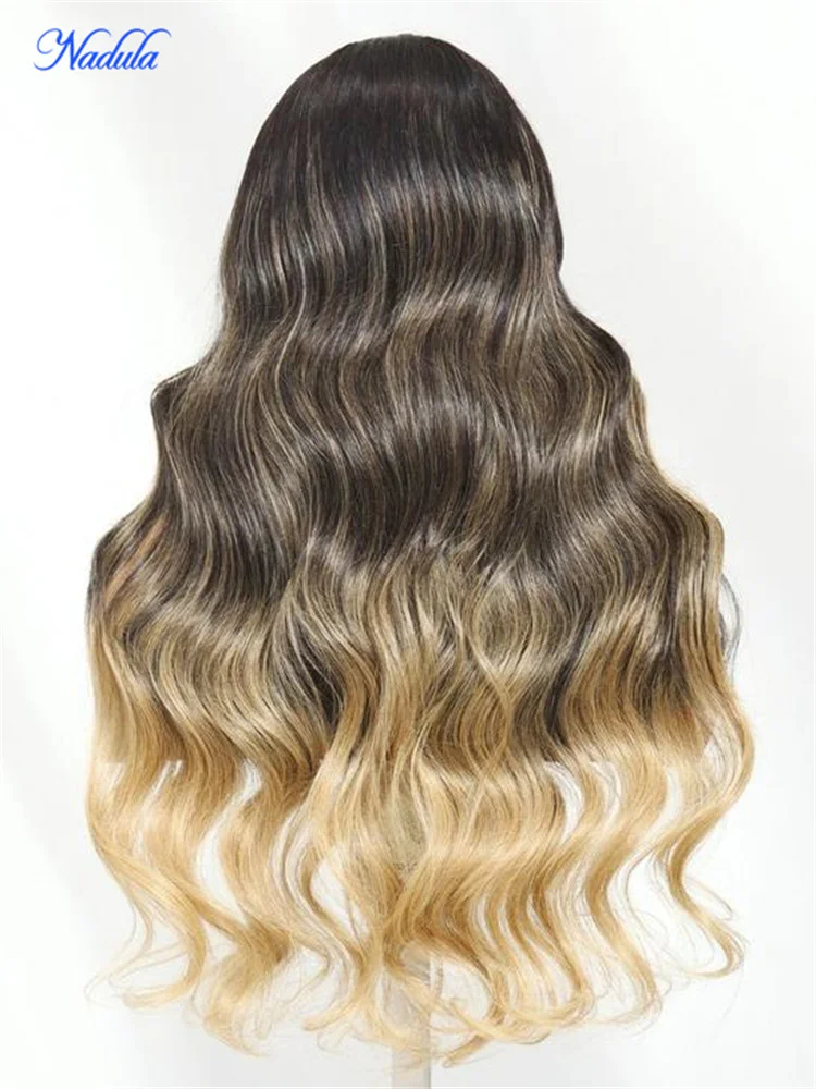 Nadula 7x5 Bye Bye Kots Balayage تسليط الضوء على الرماد شقراء مع جذور داكنة شعر مستعار وضعه والذهاب خصلات الشعر المستعار الإنسان