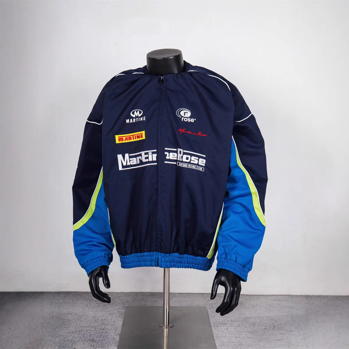 Martine rose Motorcycle Embroidered Striped Heavyweight Loose Men's and Women's Jacket and Coat