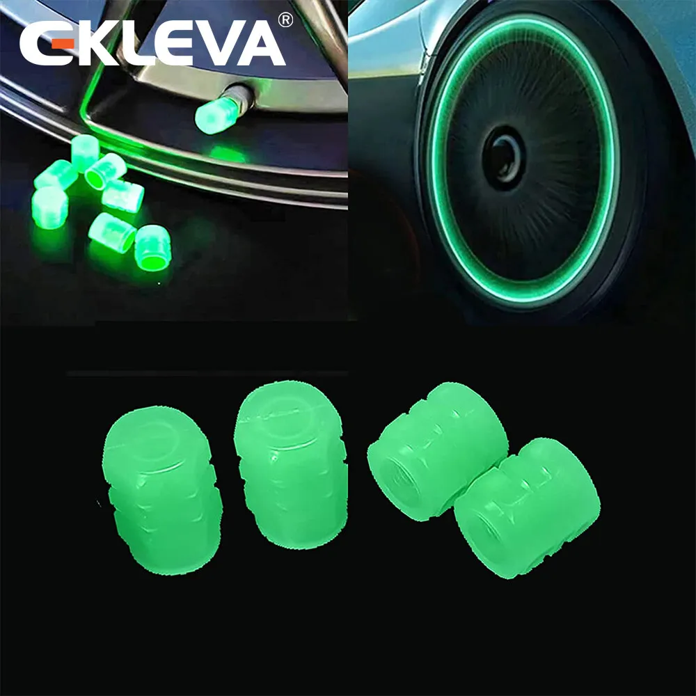 

EKLEVA Luminous Valve Caps Fluorescent Green Blue Night Glowing Car Motorcycle Bicycle Wheel Styling Tyre Hub Luminous Cap Decor