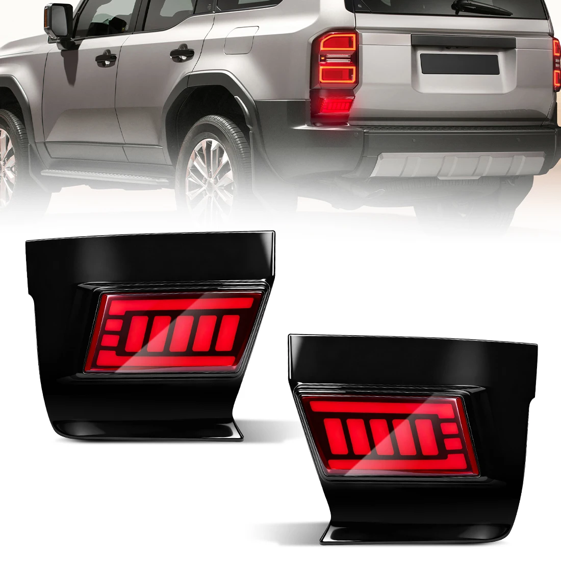 مصباح الضباب الخلفي لتويوتا لاند كروزر 250 برادو LC250 2024 2025 LED المصد الخلفي ضوء الذيل مصباح بدوره إشارة الفرامل ضوء جزء السيارة