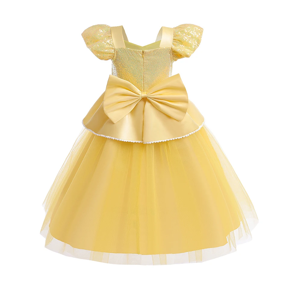 Girls Dresses Halloween Carnival Dress Princess Dress Children stage performance costumes Bell Yellow Kids Cosplay Dresses