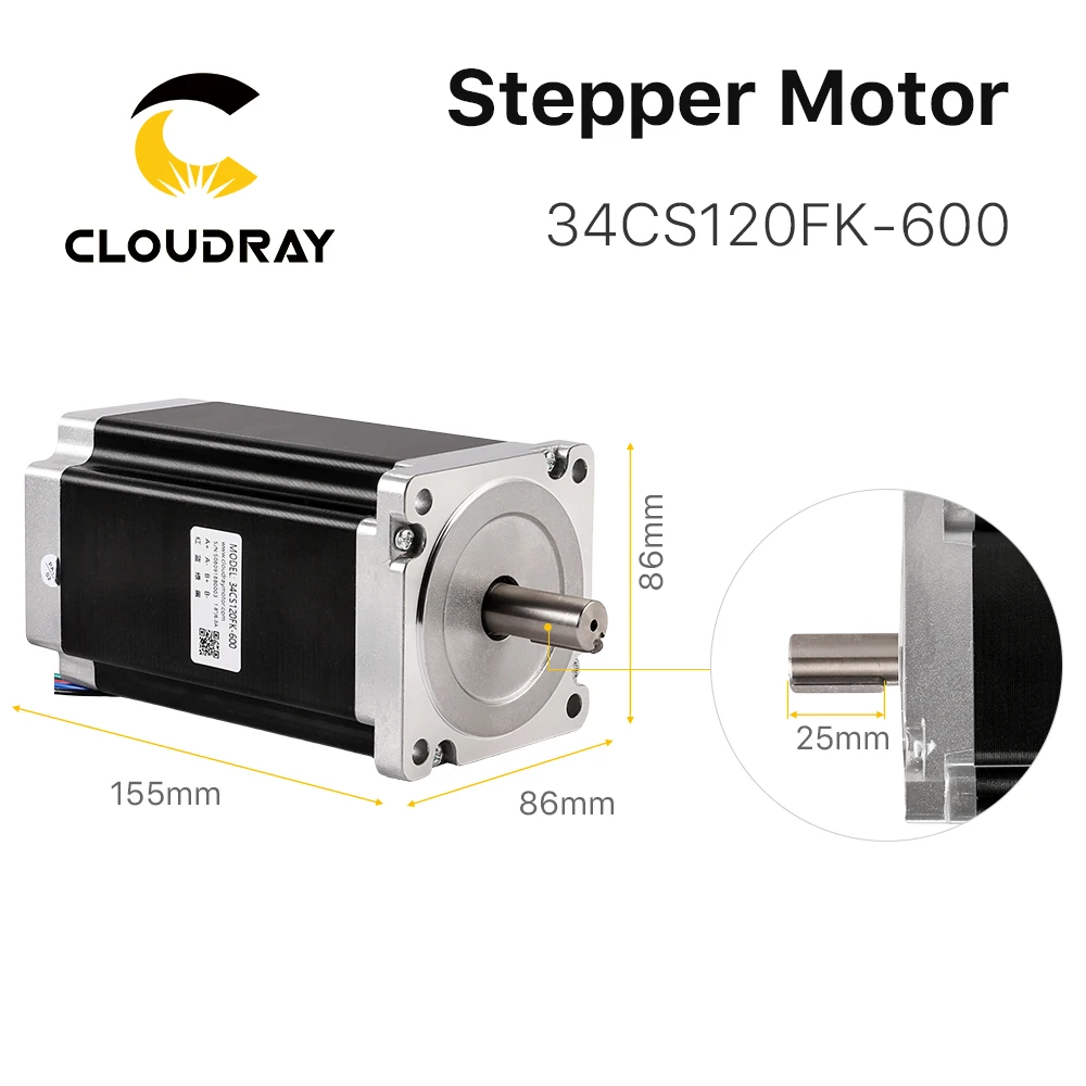 Nema 34 Stepper Motor 12N.m 6.0A 2 Phase 155mm Stepping Motor High Torque for CNC Engraving Milling Machine (34CS120FK-600)