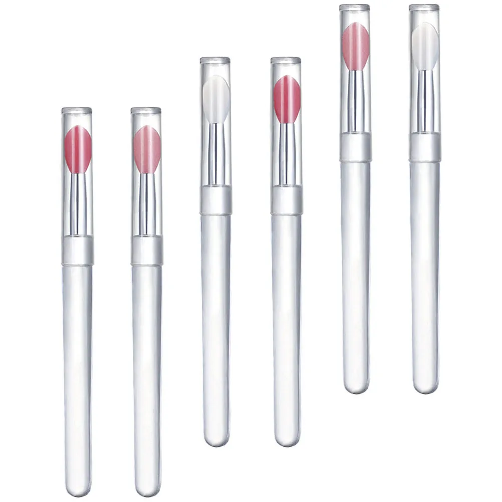 Mini pinceles de silicona para labios, 6 uds., Ideal para lápiz labial, máscara labial, brillo, aplicador de maquillaje portátil para viajes, preciso, fácil de usar
