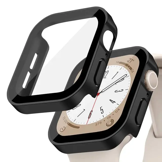 Glass+Case for Apple Watch 42 46mm 45mm 41 49 44mm 40 Mm Straight Edge Screen Protector Cover Case iWatch SE 6 7 8 9 10 11 Ultra - Image 8