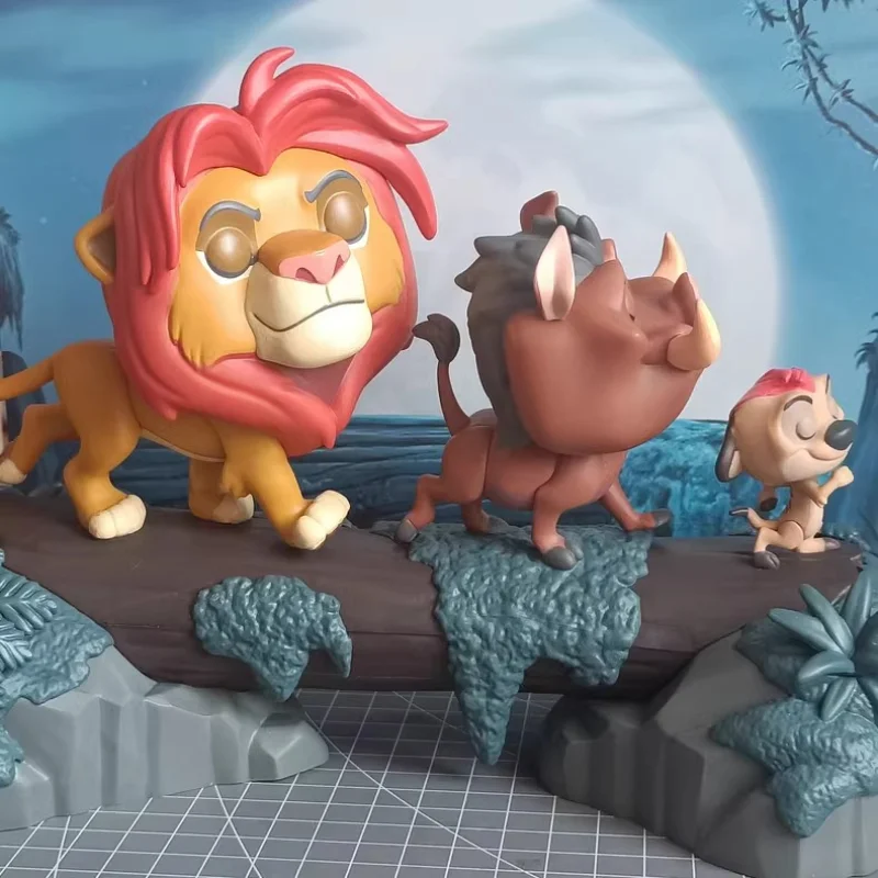 Original Disney Anime The Lion King Simba Pumbaa Timon Action Figure Statue High-End Collection Model Toys Ornaments Kids Gifts