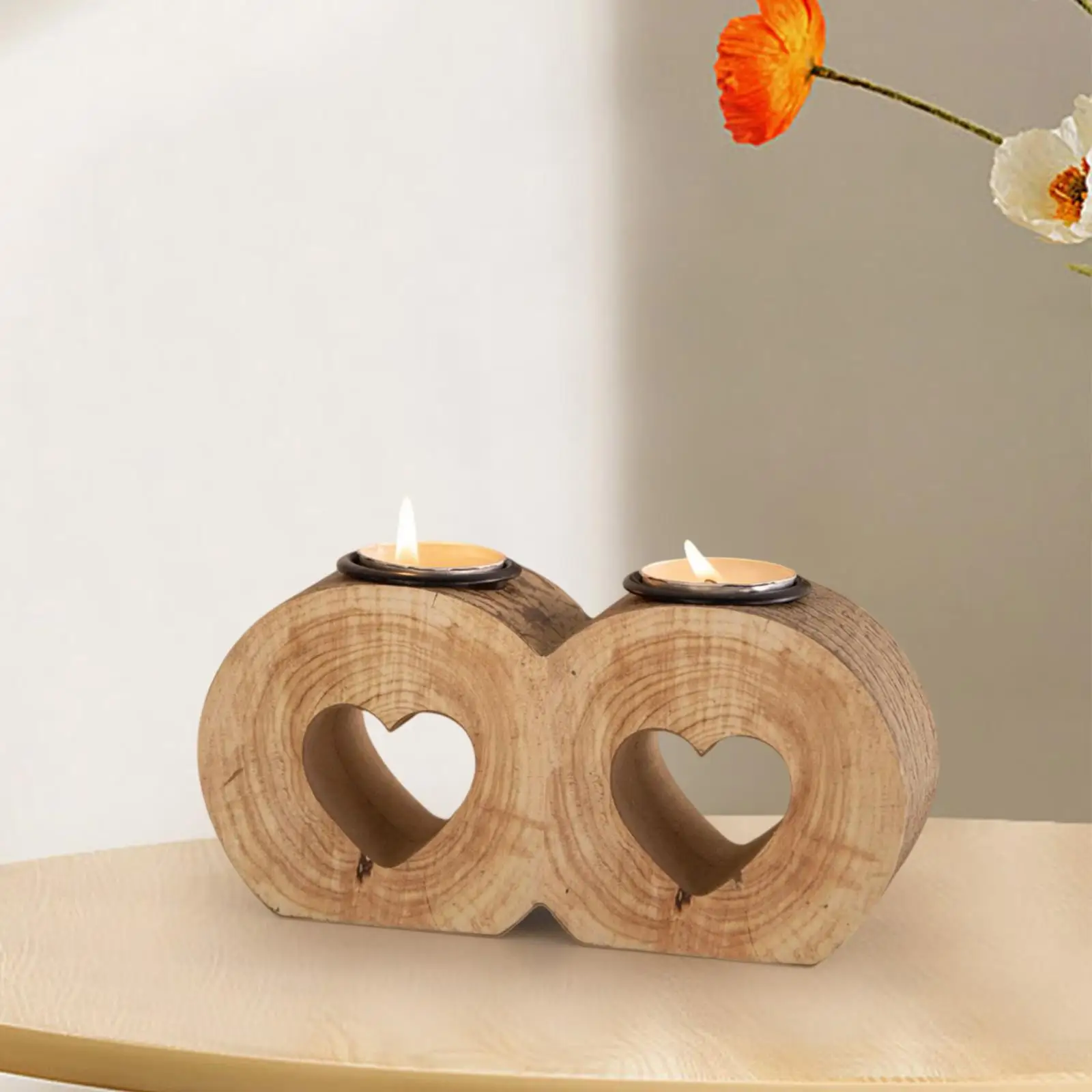 Heart Tea Light Candle Holder Wood Tealight Candle Holder for Party Festival