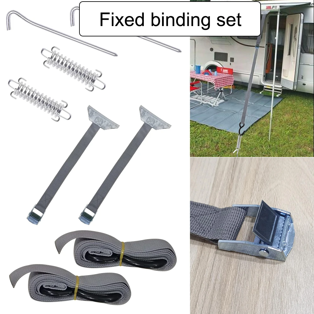 

Tent Windproof Fixed Strap Set Caravan Motorhome Outdoor Camping Tool For Fiamma Thule Awning Tie Down Kit Type Car Accessories