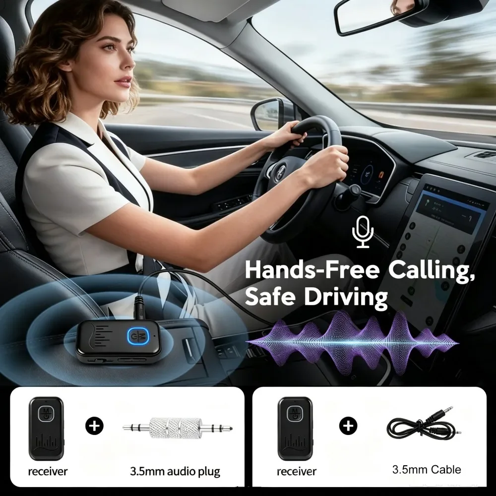 KEBIDUMEI BT6.0 2in1 Audio Adapter 3.5mm AUX Transmitter Receiver With MIC HandsFree Lossless Sound For Car Speaker PC Headphone view 2