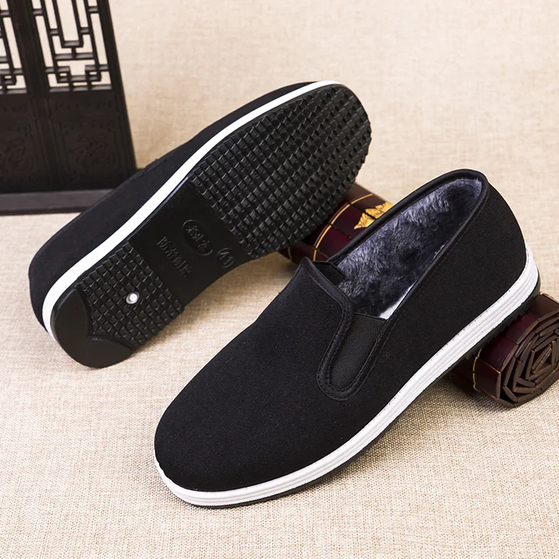 Men's Anti-slip Beijing Cloth Shoes Winter Keep Warm Shoes Comfortable Soft Sole Slip-On Work Shoes Casual Sneakers