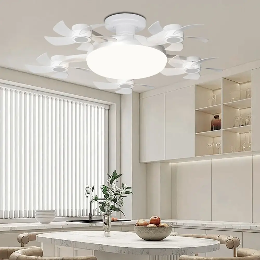 

2 in 1 5 Heads Ceiling Fan Light 3 Lighting Modes Wind Speed Adjustable Electric Cordless Fan Energy Saving with Remote Control