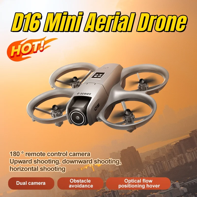 D16 Mini Drone 8K HD Dual Camera Aerial Aircraft Obstacle Avoidance UAV Fixed Remote Control Airplane Gift Toys 20000M New