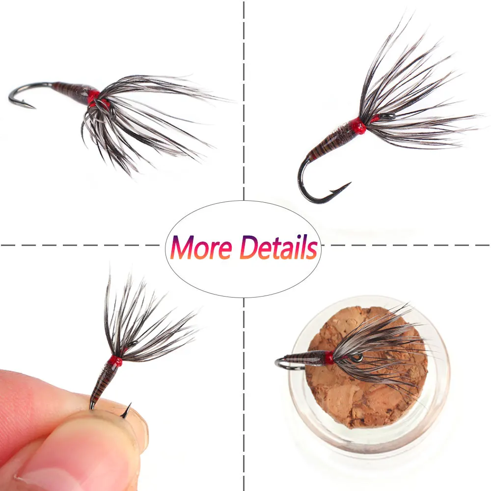 Bimoo 10PCS #14 #16 #18 Epoxy Tenkara Flies Parachute Grizzly Hackle Dry Fly Kebari Trout Steelhead Grayling Fishing Bait Lures