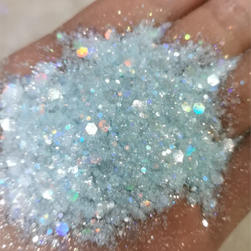 Paillettes glitterate con diamanti per unghie da 50 grammi, serie Sinfonia bianca a 21 colori/Esagono/Hologografico/Smalto per unghie Decorazione