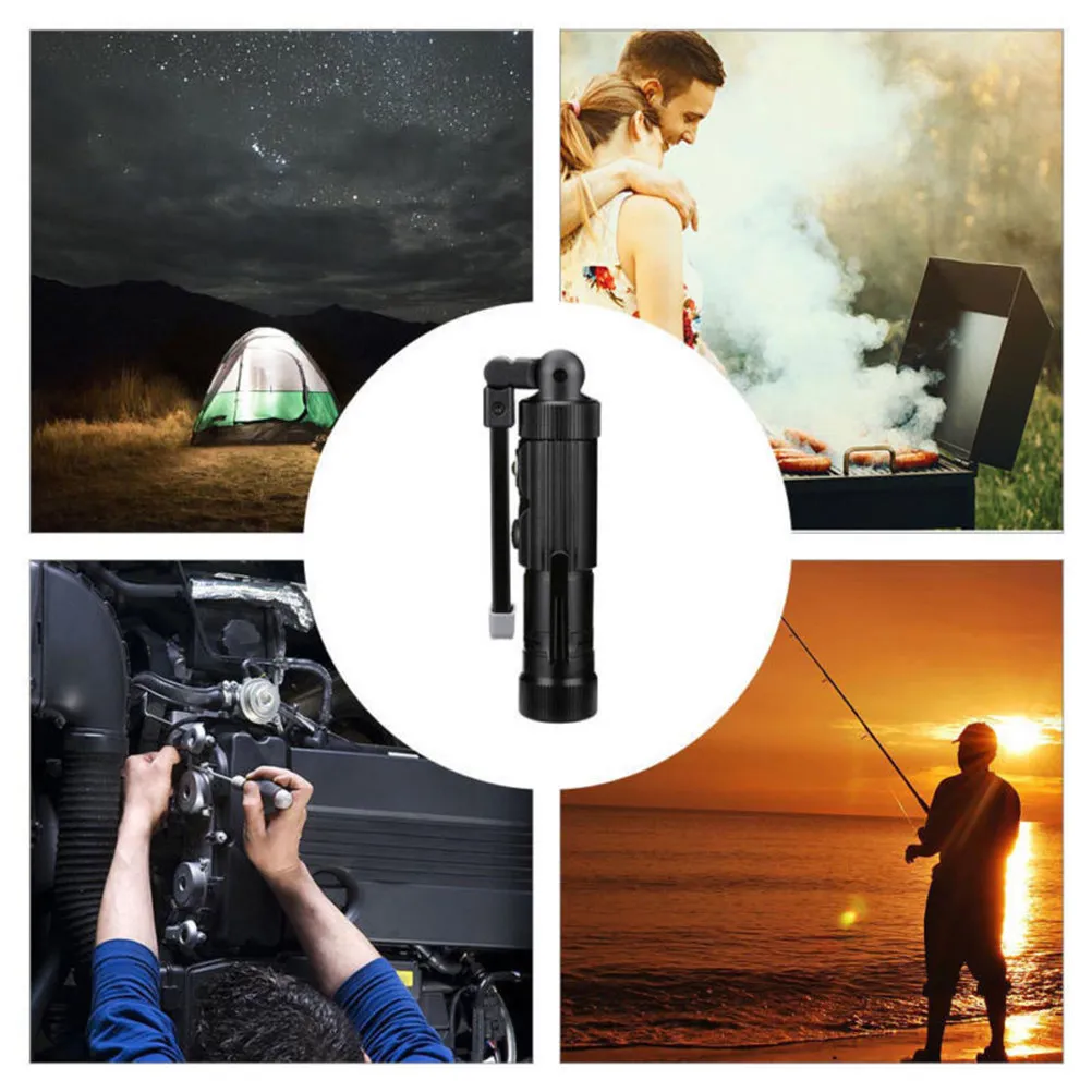 COB Work Inspection Lamp with Magnet USB Folding Handheld Red Light Warning Light for Outdoor Camping Travel (Black)