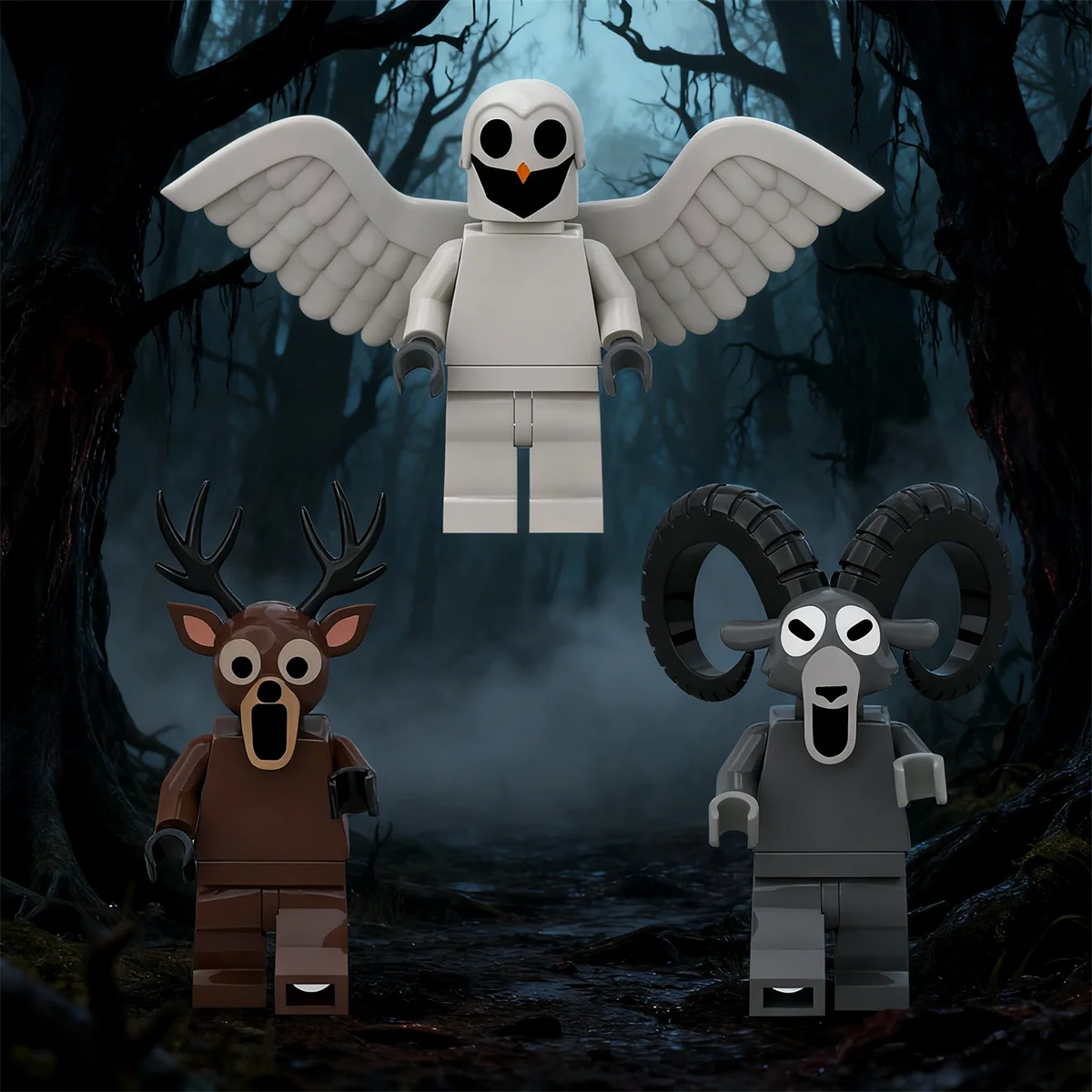 99 Night Forest Game Characters Building Blocks Toys 99 Night Deer Owl Statue 99 Night Forest Plastic Building Blocks Toys Gifts