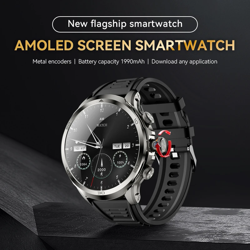 H19 Smartwatch with 1.95inch AMOLED Screen 128GB Memory 190 ° Rotating Camera WIFI Fuction Support SIM  Heart Rate Monitoring