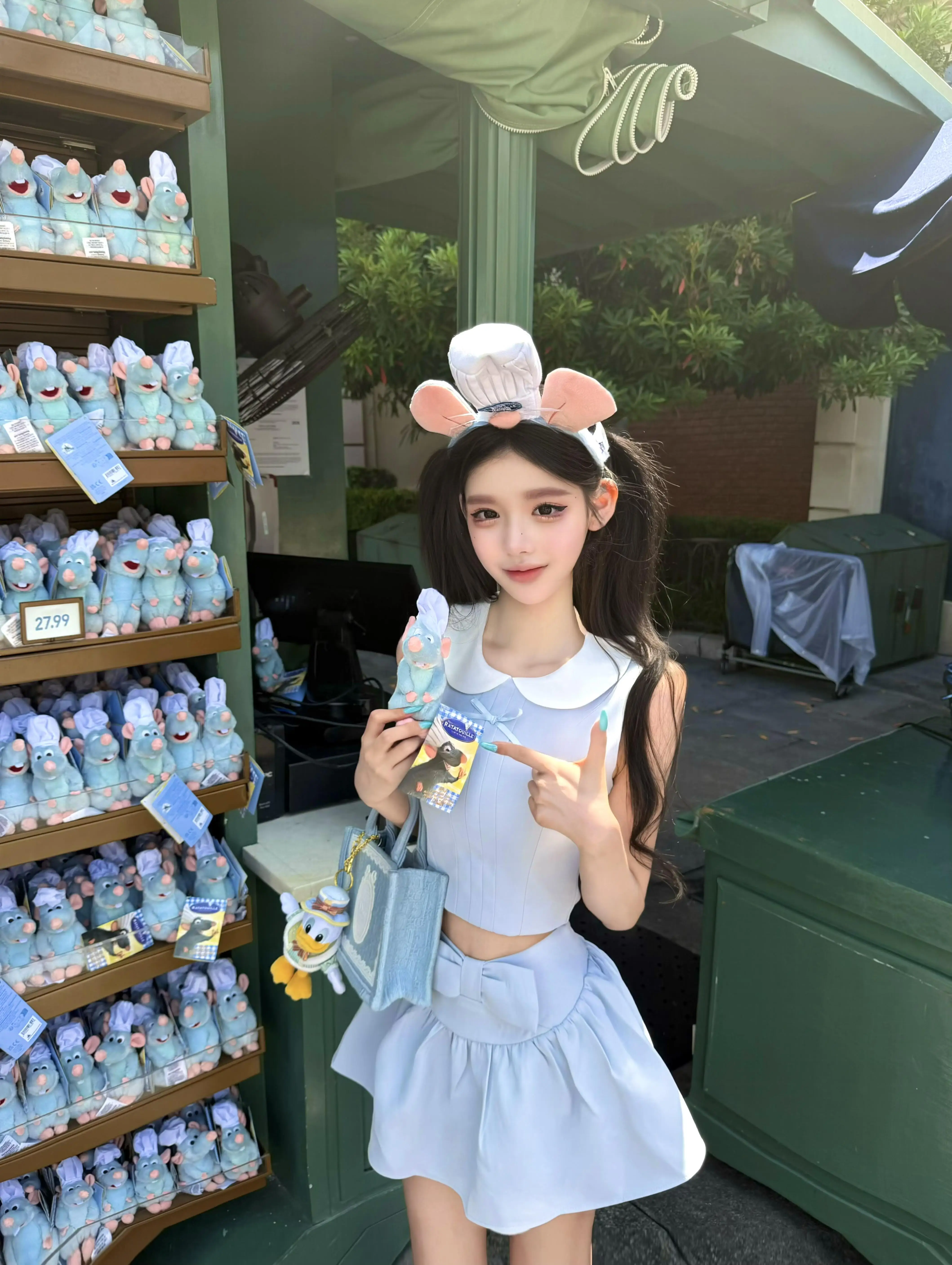

Korean Style Knot Doll Collar Sleeveless Top Pleated Short Skirt Matching Two-Piece Set Women's Summer Outfit