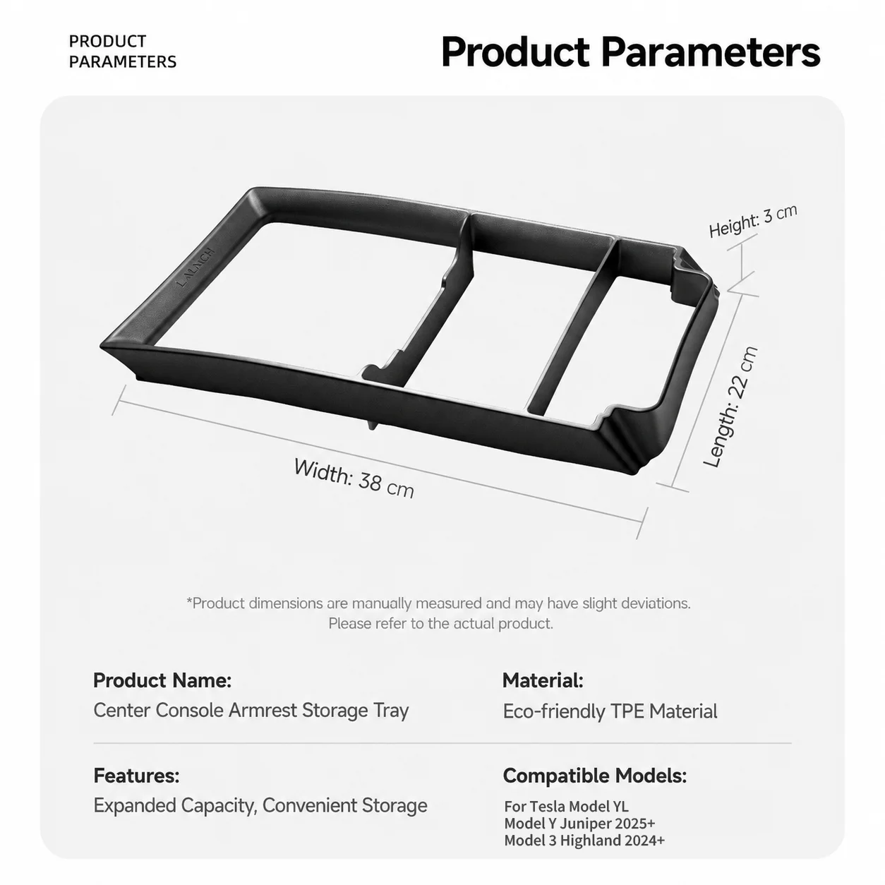 For Tesla New Model 3/Y/YL 2025 2026 Center Console Storage Box Armrest Organizer Tray Interior Stowing Tidying Car Accessories - view 6