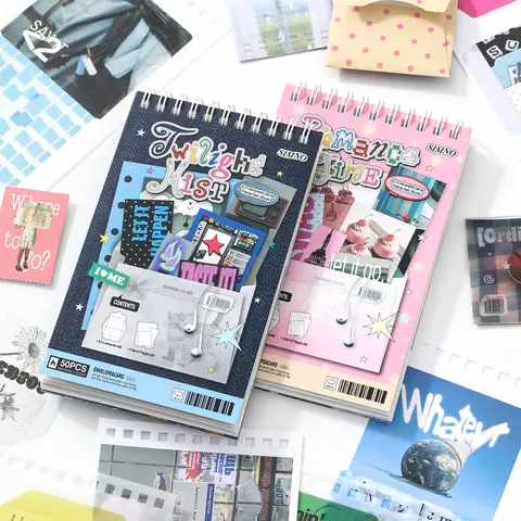 50pcs/pack Korean Material Package Handbook Combo Kit DIY Junk Journal Collage Photo Album Decorative Collage Background Paper