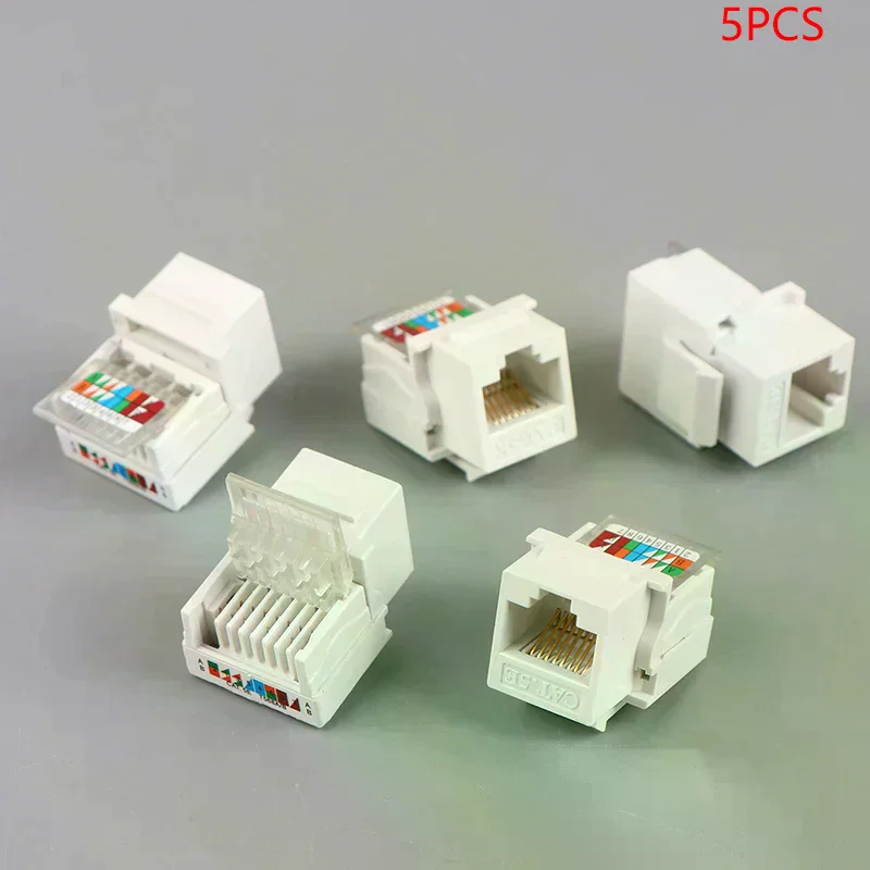 5PCS RJ45 Connector Information Socket Computer Outlet Cable Adapter Jack Tool-free CAT5E UTP Network cable adapter