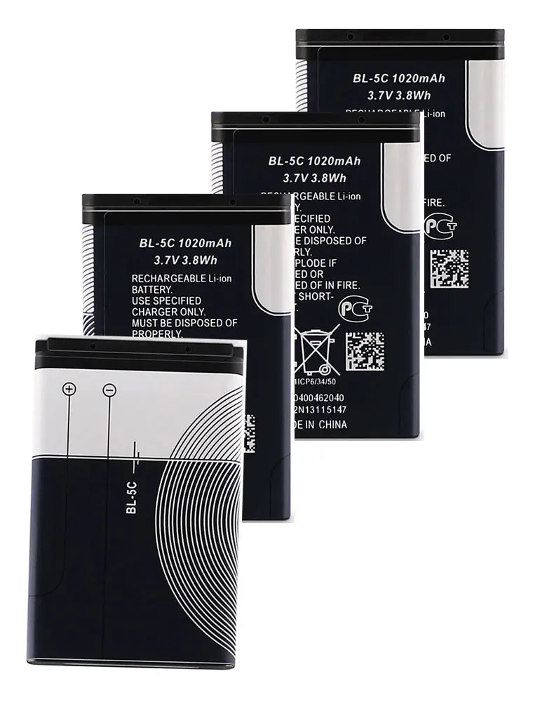 10pcs BL 5C 3.7V Lithium Polymer Battery for Nokia Models 1100 1110 1200 1208 1280 2600 2700 3100 3110 5130 6230 1600