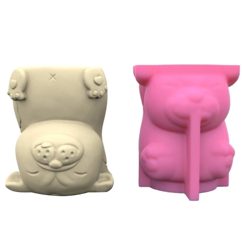 

E21F Unique Plant Flower Pot Mould Panda Pig Silicone Mold Planter Mold