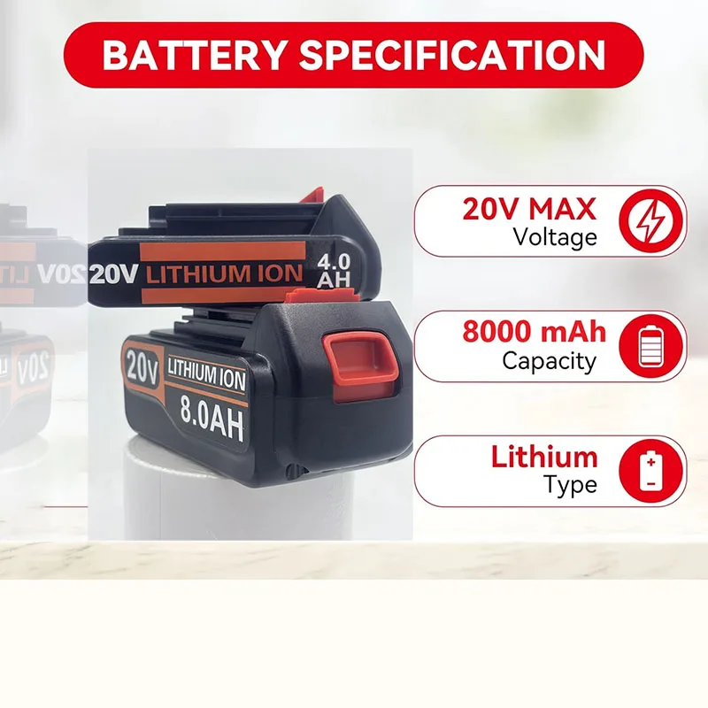 18V 3.0Ah 4.0Ah BL2018 Replacement for Black & Decker 20V Battery Max Lithium LST220 LB2X4020 LBXR20 LB20 LBX20 Cordless Tools