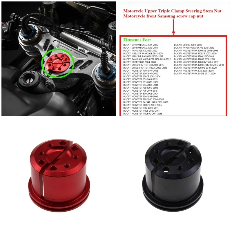 

Motorcycle front Samsung screw cap nut for Ducati 899 1199 959 1299 V2 V4 S Street Fighter Upper Triple Clamp Steering Stem Nut