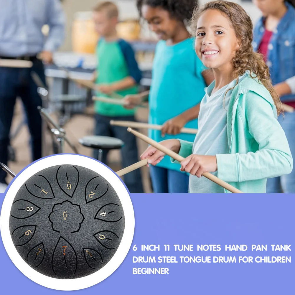 

6-дюймовый стальной язычковый барабан (танк-драм) с 11 тонами, портативный, легкий, с сумкой для переноски, музыкальный инструмент