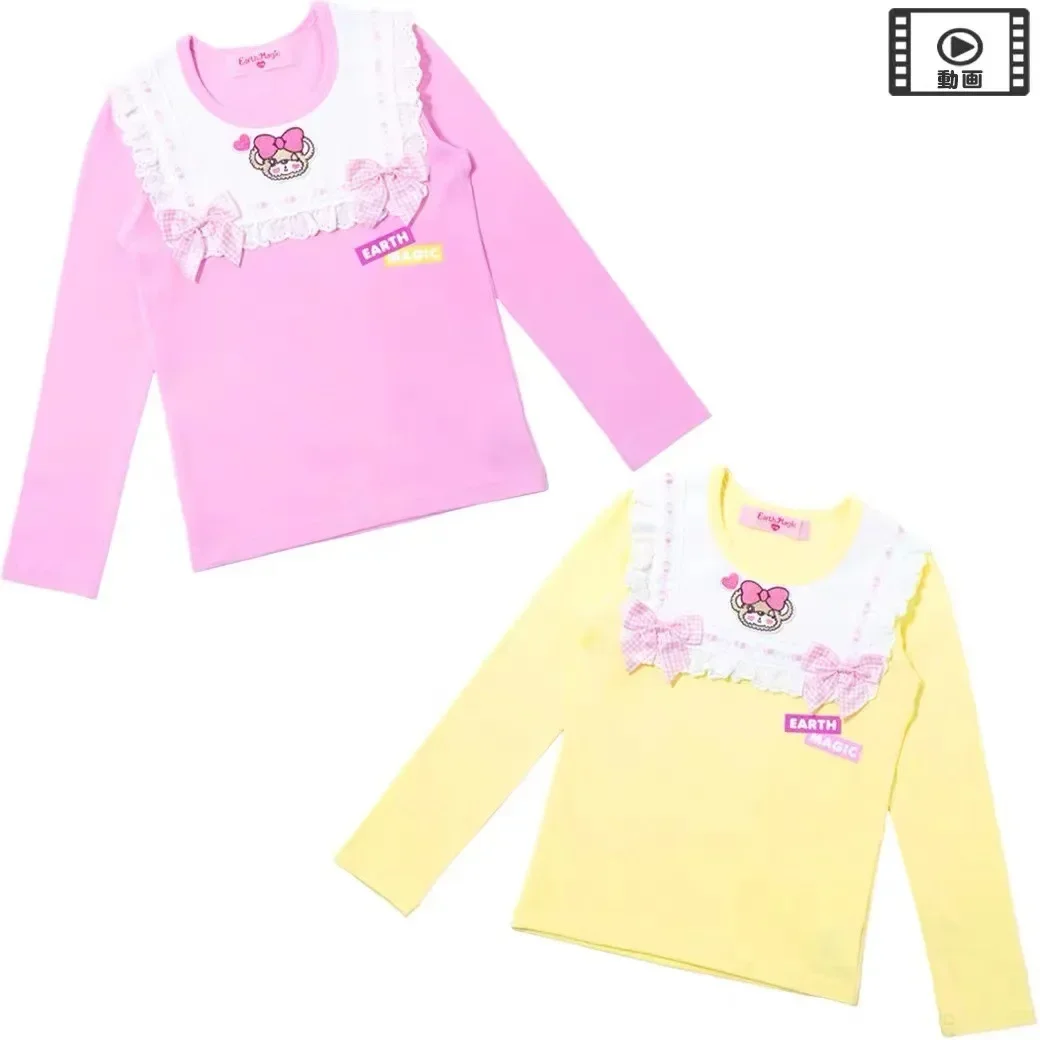 

Girls T-shirt Fall/Winter 2023 Fashion Brand Boutique Children's Lace Bow Children's Long Sleeve Undershirt