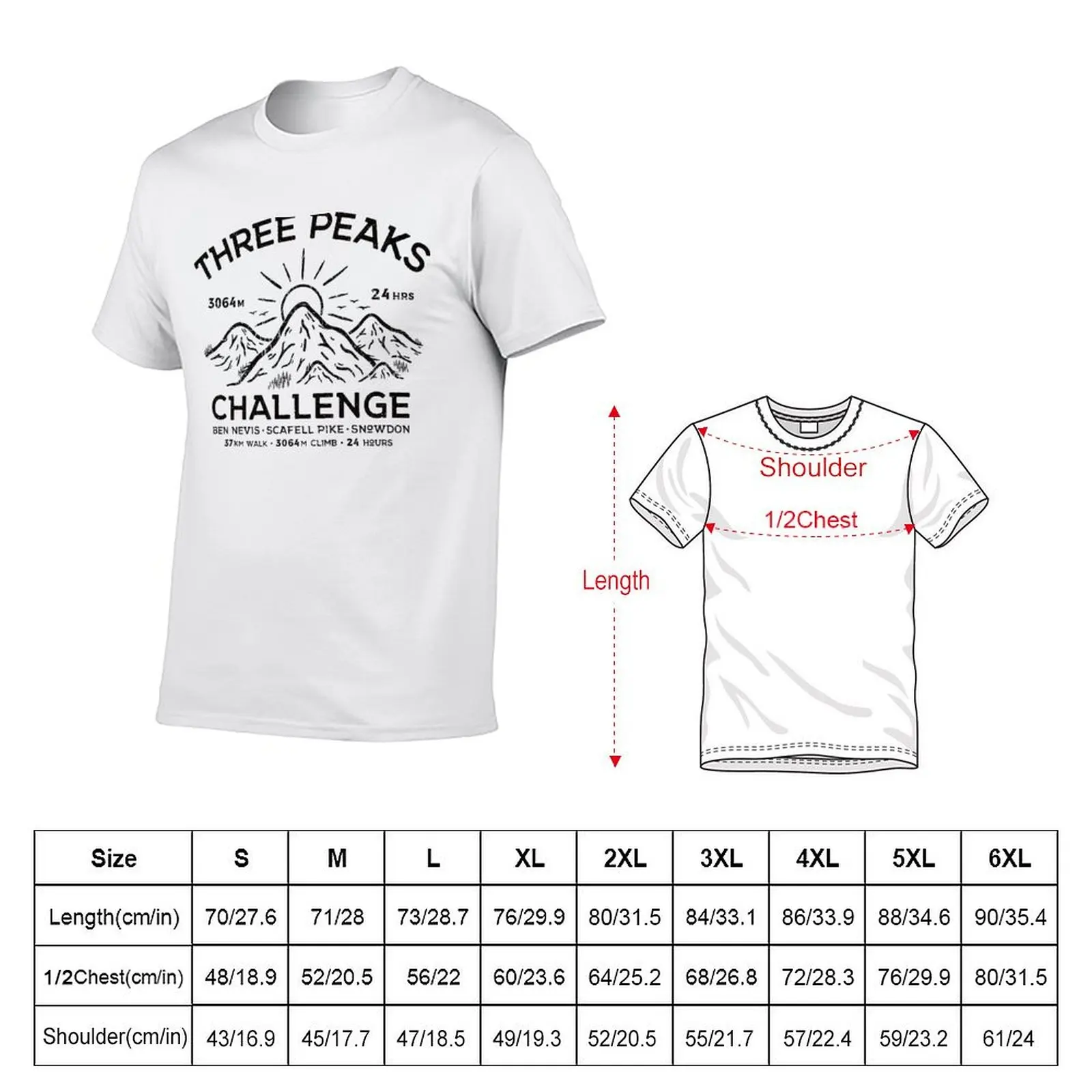 Three Peaks Challenge T-Shirt Lightweight Basic Short Sleeve Shirt