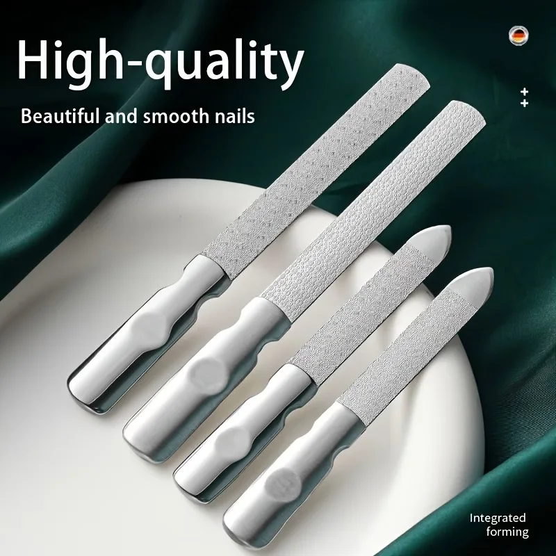 2pcs Long and Short Upgraded Double Sided Nail Files Stainless Steel Manicure Pedicure Grooming for Professional Finger Toe Nail