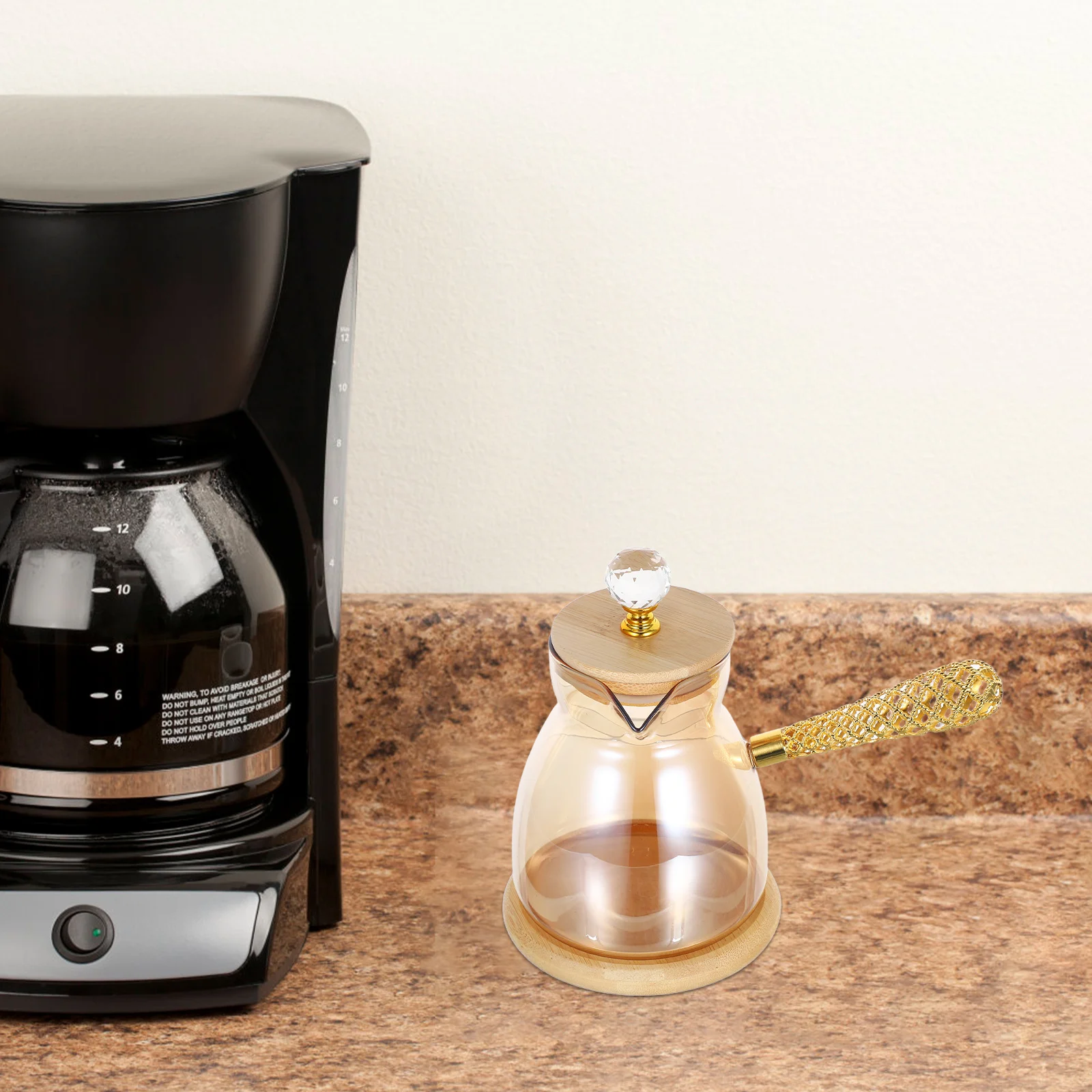 

550ml Glass Cezve Turkish Coffee Pot Sleek Design Heat Insulation Ideal for Stovetop Brewing and Various Occasions