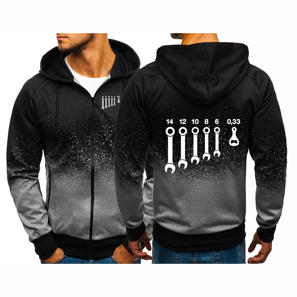 Wrench Wrenches Beer Bottle Opener Tools 2025 Men's New Gradient Color Harajuku Zipper Jackets Cotton Premium Coat Tops