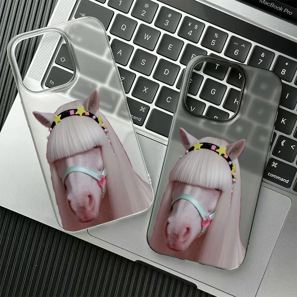 Phone Cases Aesthetic - Populaire paardenprint met wit haar, uniek