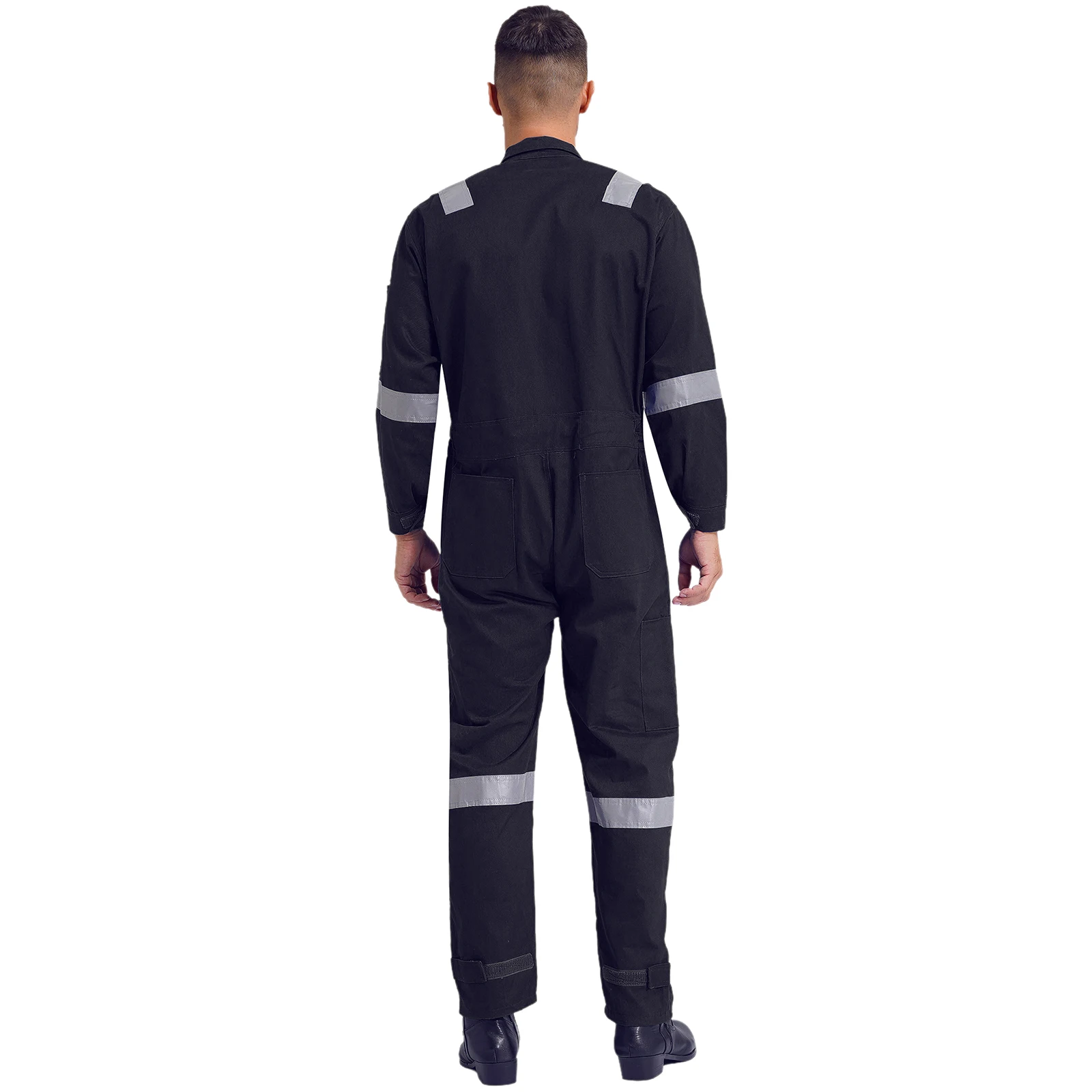 Men's Lightweight Work Coveralls Dustproof Dungarees One Piece Reflective Strips Safety Mechanics Jumpsuits Working Uniforms