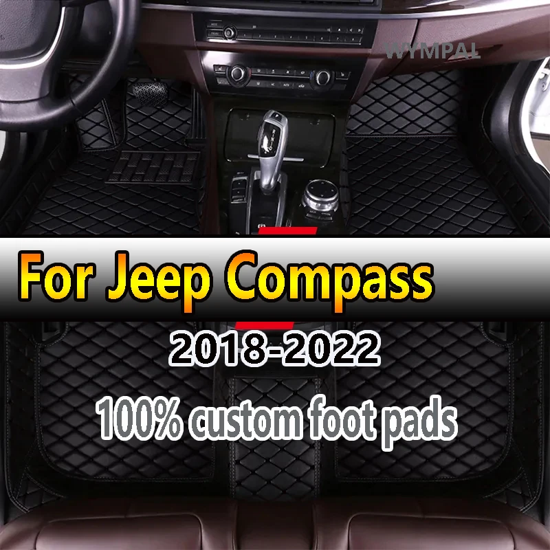 

Car Floor Mats For Jeep Compass 2018-2022 DropShipping Center Interior Accessories 100% Fit Leather Carpets Rugs Foot Pads