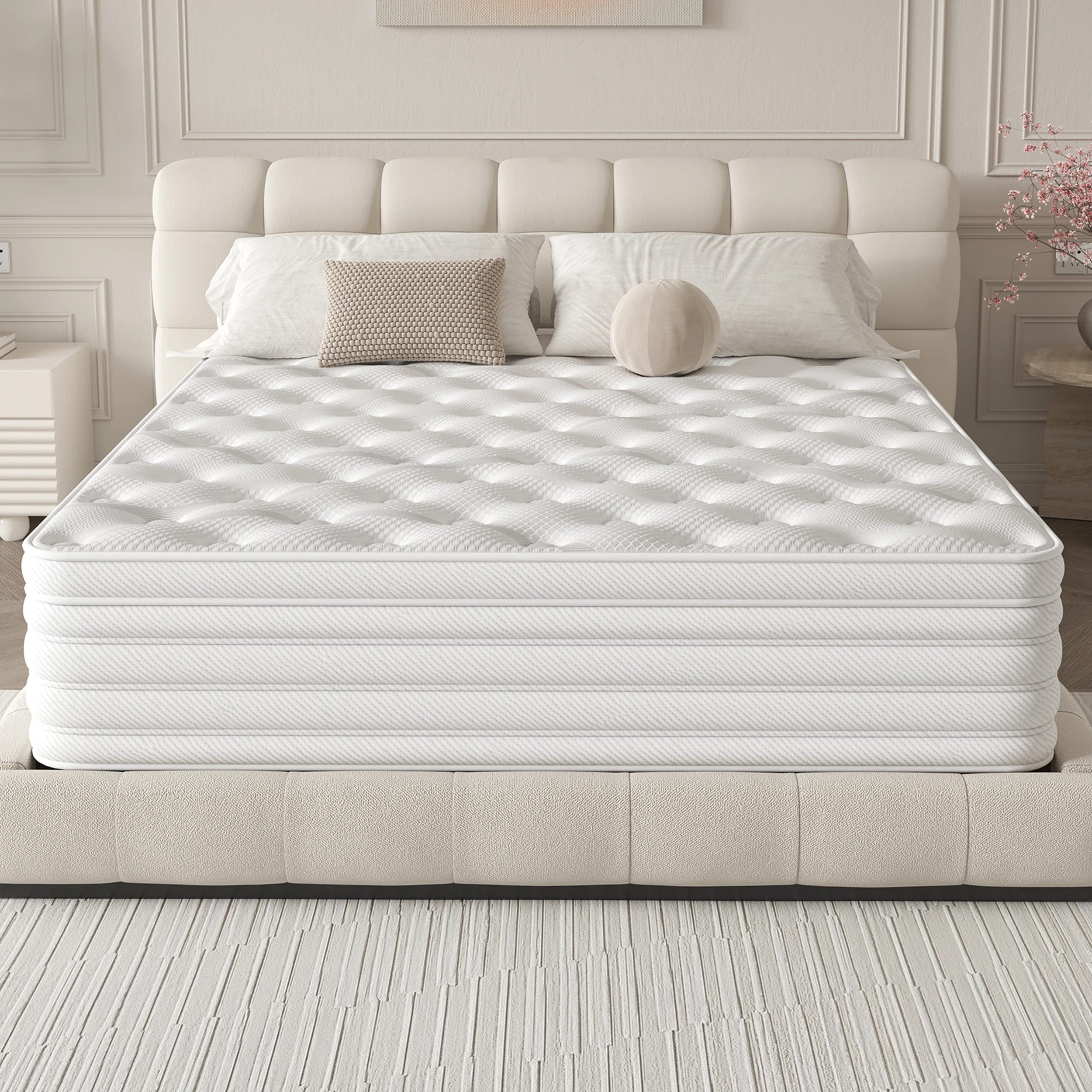 DEWINNER Matelas , Matelas Hybride à Ressorts ensachés avec Mousse mémoire, fermeté Moyenne H3/H4